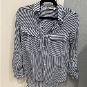Zara Blue and White Casual Button Down Shirt